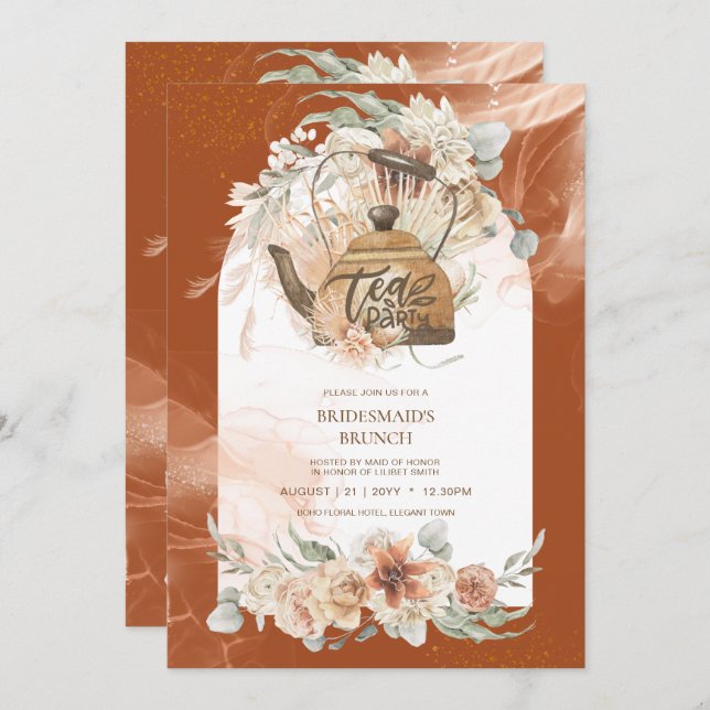 Pampas Grass TEA PARTY Brautparty Mittagessen (Vorne/Hinten)