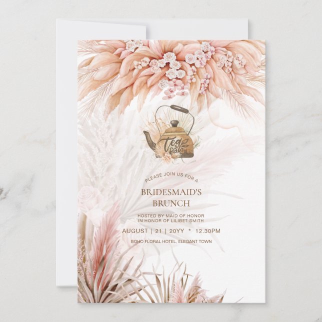 Pampas Grass TEA PARTY Brautparty Mittagessen (Vorderseite)