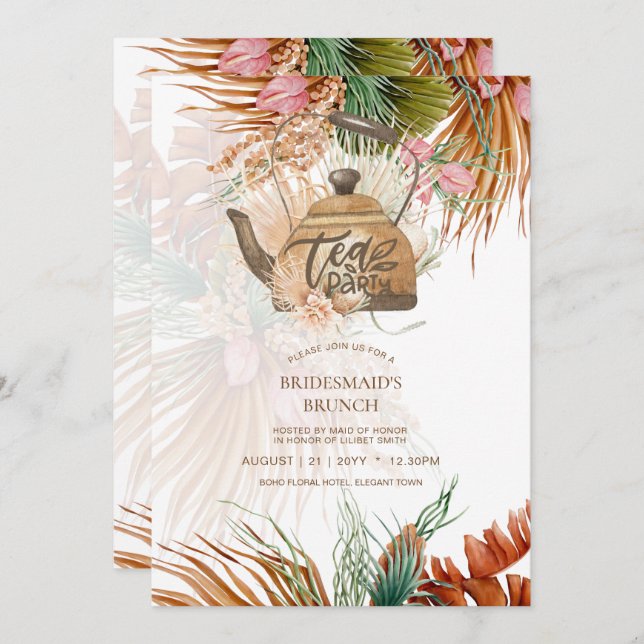 Pampas Grass TEA PARTY Brautparty Mittagessen (Vorne/Hinten)