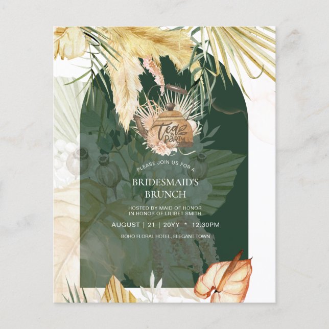 Pampas Grass TEA PARTY Brautparty Mittagessen Flyer (Vorne)