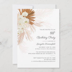 Pampas Grass Terracotta 80. Geburtstagsparty Einladung