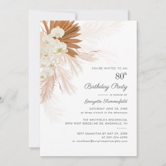 Pampas Grass Terracotta 80. Geburtstagsparty Einladung