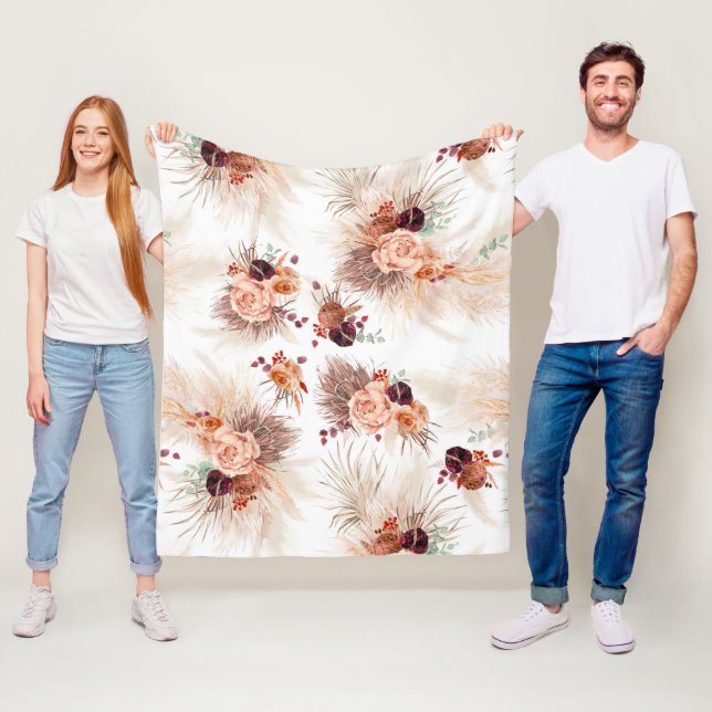 Pampas Grass Terracotta Blume Fleecedecke (Beispiel)