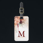 Pampas Grass Terracotta-Blume Monogramm Gepäckanhänger<br><div class="desc">Elegante florale Pampas Gras Monogramm Gepäckanhänger</div>