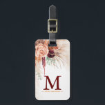 Pampas Grass Terracotta-Blume Monogramm Gepäckanhänger<br><div class="desc">Elegante florale Pampas Gras Monogramm Gepäckanhänger</div>