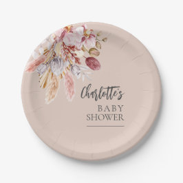 Pampas Grass Terracotta Boho Babydusche Pappteller