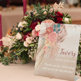 Pampas Grass Terracotta Boho Chic Wedding Party Sockelschild