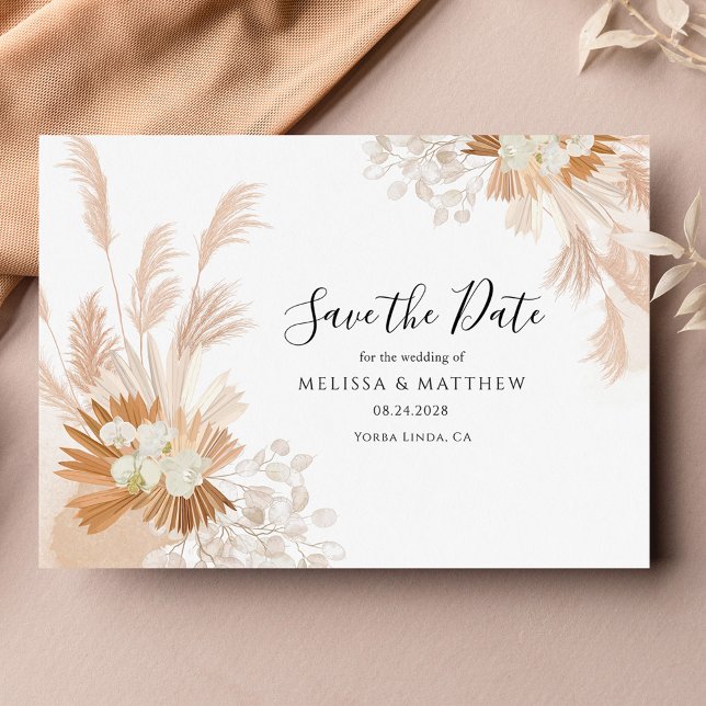 Pampas Grass Terracotta Botanisch Save The Date (Wedding Script Save the Date Pampas Grass Terracotta)