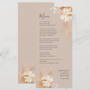 Pampas Grass Terracotta Botanische Hochzeit Menükarte