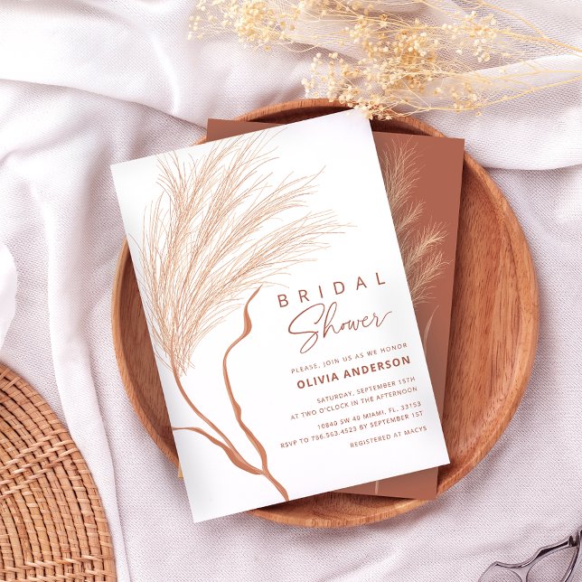 Pampas Grass Terracotta Brautparty Einladung (Von Creator hochgeladen)