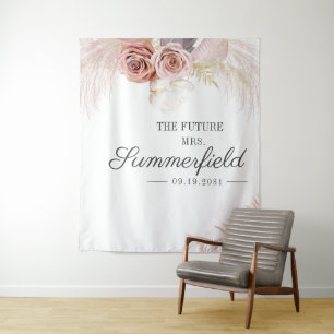 Pampas Grass Terracotta Brautparty Hintergrund Wandteppich