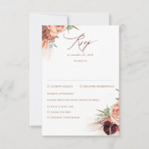 Pampas Grass Terracotta Burgundy Red Wedding RSVP