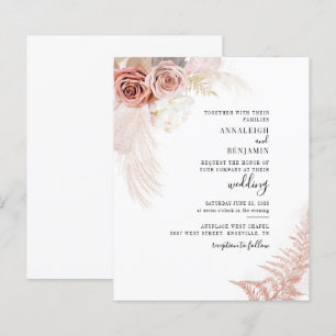 Pampas Grass Terracotta Chic Hochzeit Einladung