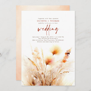 Pampas Grass Terracotta Floral Boho Hochzeit im He Einladung