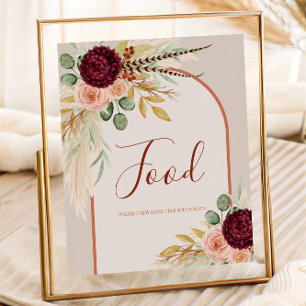 Pampas Grass Terracotta Floral Food Table Poster