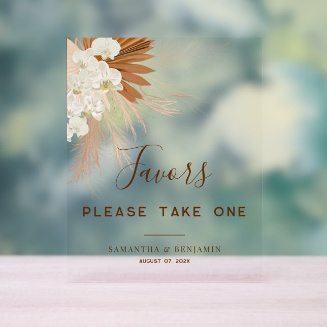 Pampas Grass Terracotta Gastgeschenke Hochzeiten Acrylschild (Neutral)