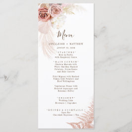 Pampas Grass Terracotta Moderne Blumenhochzeit Menükarte