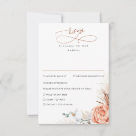 Pampas Grass Terracotta Orange Floral Wedding RSVP Karte