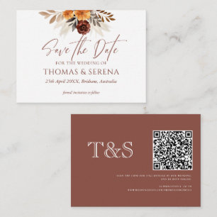Pampas Grass Terracotta Save the Date QR-Code Mitteilungskarte