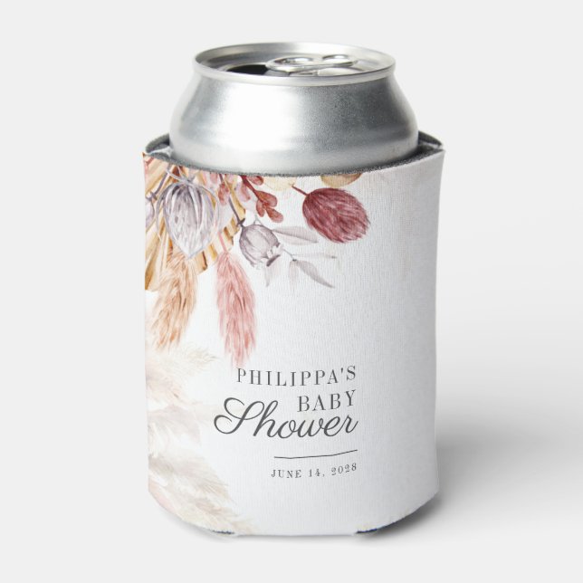 Pampas Grass Terracotta Script Baby Dusche Dosenkühler (Kanne Vorderseite)