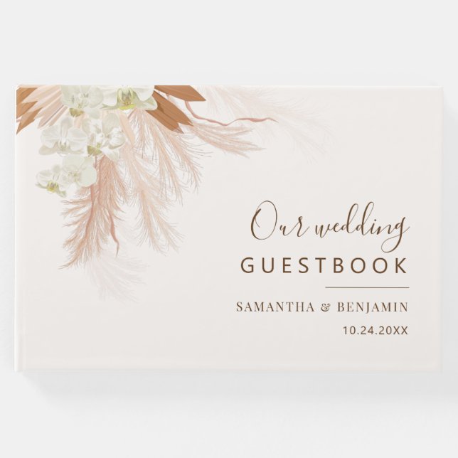 Pampas Grass Terracotta Wedding Gästebuch (Vorderseite)
