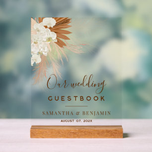 Pampas Grass Terracotta Wedding Guest Book Acrylschild