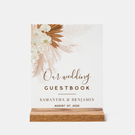 Pampas Grass Terracotta Wedding Guest Book Acrylschild