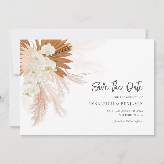 Pampas Grass Terracotta Wedding Save The Date (Vorderseite)