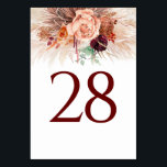 Pampas Grass Tischnummer<br><div class="desc">Pampas Gras und Terracotta Blume Hochzeitskarten Tischnummer</div>