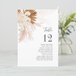 Pampas Grass Tischnummer Hochzeitsempfang