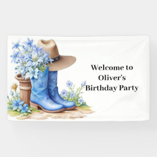 Pampas Grass und Cowboy Boots Geburtstag Banner