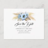 Pampas Grass und Dusty Blue Blumen Save the Date