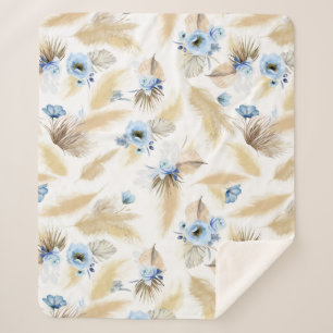 Pampas Grass und Dusty Blue Blumen Tropical Sherpadecke
