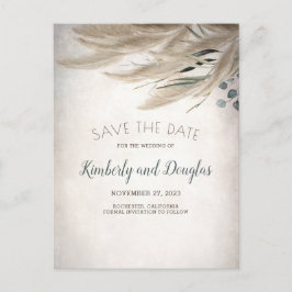 Pampas Grass und Greenery Boho Save the Date Ankündigungspostkarte