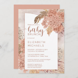 Pampas Grass und Hydrangeas Blooms Baby Brunch Inv Einladung