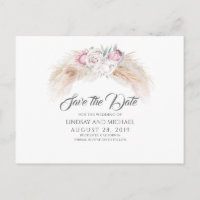 Pampas Grass und King Protea Blume Save the Date