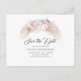 Pampas Grass und King Protea Blume Save the Date Postkarte