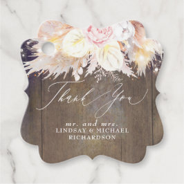 Pampas Grass und Rustikales Holz Vielen Dank Geschenkanhänger