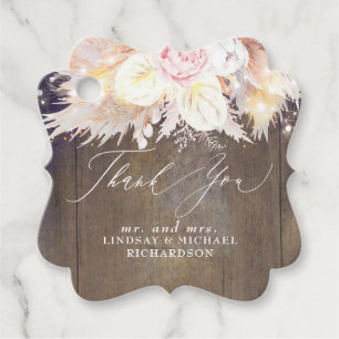 Pampas Grass und Rustikales Holz Vielen Dank Geschenkanhänger