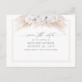 Pampas Grass und Weiße Orchideen Save the Date Postkarte