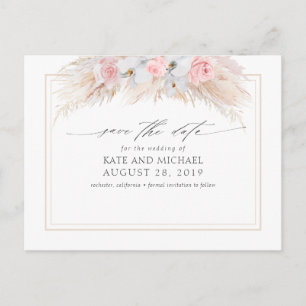 Pampas Grass und Weiße Orchideen Save the Date Postkarte