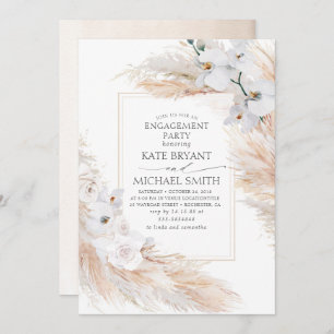 Pampas Grass und White Orchids Engagement Party Einladung