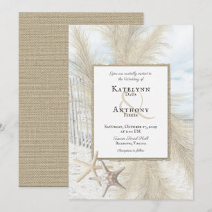 Pampas Grass Vintag Beach Einladung zur Hochzeit