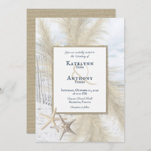 Pampas Grass Vintag Beach Wedding Einladung