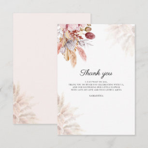 Pampas Grass Watercolor Babydusche Dankeskarte