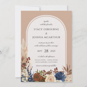 Pampas Grass Watercolor Floral Boho Hochzeit Einladung
