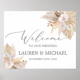 Pampas Grass Wedding Begrüßungszeichen Poster