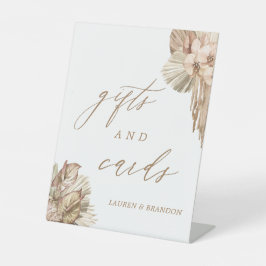 Pampas Grass Wedding Cards und Geschenke Pedestell Sockelschild
