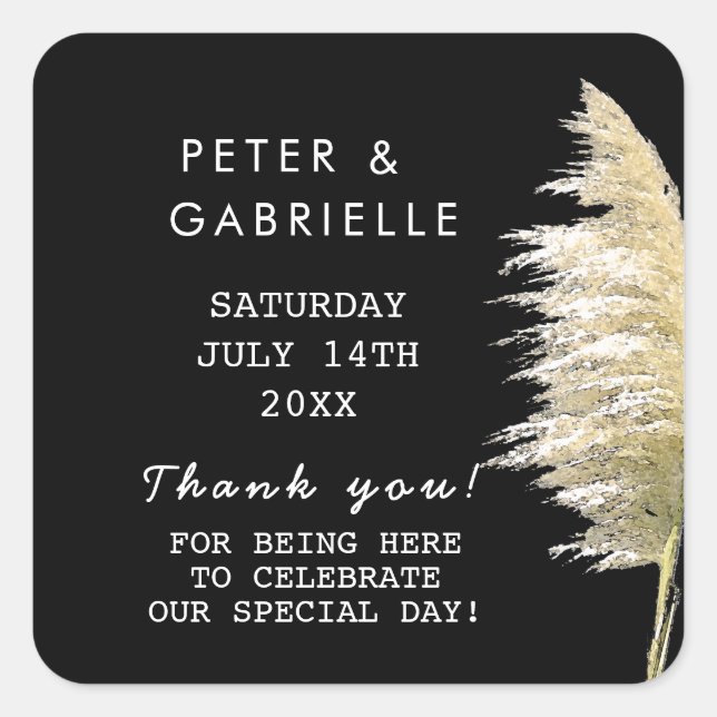 Pampas Grass Wedding danke Ihnen Stickers (Vorderseite)