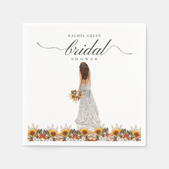 Pampas Grass Wedding Gown Boho Brautparty Serviette (Vorderseite)